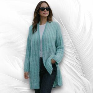 Handmade Chunky Knit Mint Cardigan Cozy Oversized Statement Piece
